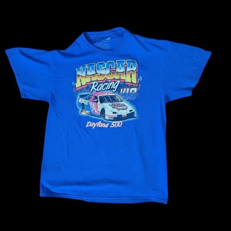 NASCAR Racing '48 Daytona 500 Graphic Tee T-Shirt Blue Men's Size M - Image 1