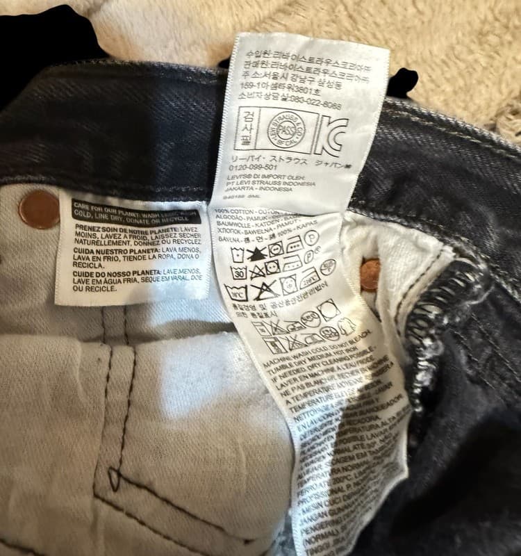 Levi’s 501 Original Black Jeans Men W36 L36 Button Fly Straight Leg - Thumbnail 7