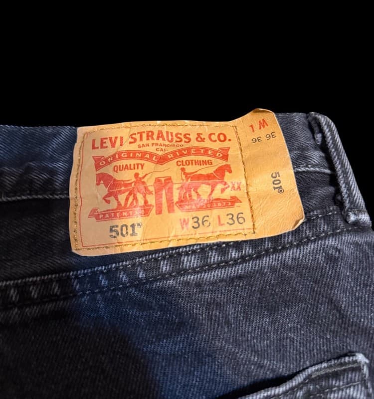 Levi’s 501 Original Black Jeans Men W36 L36 Button Fly Straight Leg - Thumbnail 8
