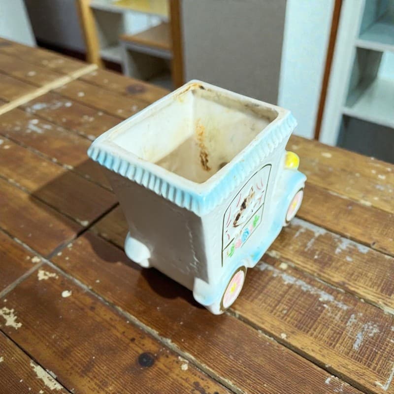 Vintage Nancy Pew Japan Ceramic Teddy Bear Musical Truck Planter - Thumbnail 3