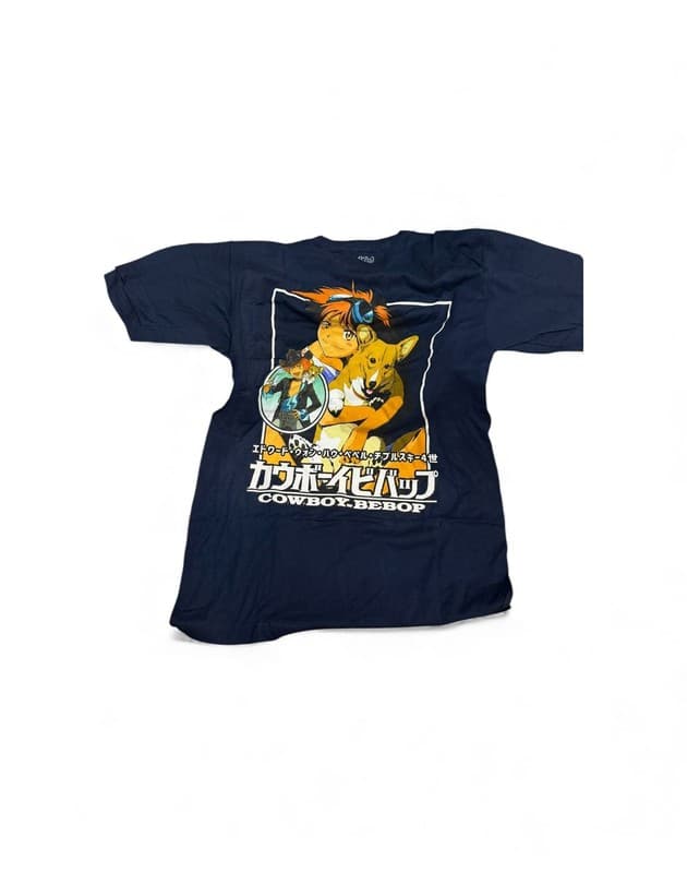 Cowboy Bebop T Shirt Men's Blue Short Sleeve Graphic Anime Japanese - Image 1