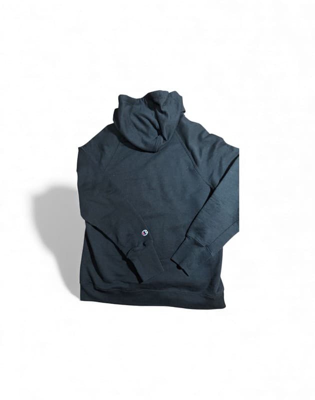 Champion Powerblend Fleece Pullover Hoodie Black Script Logo - Thumbnail 3