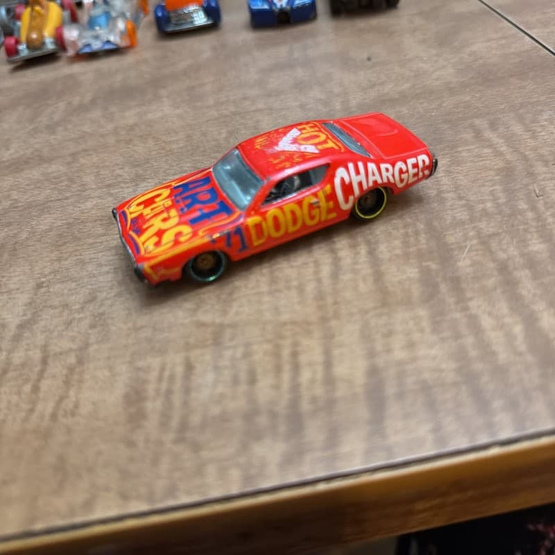 2020 Hot Wheels '71 Dodge Charger Yellow with Red Flames HW Flames Series Car 6/ - Image 1