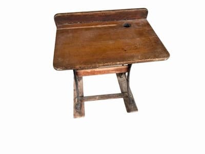 ANTIQUE Wood and Cast Iron child's fold up bench school desk - Thumbnail 2