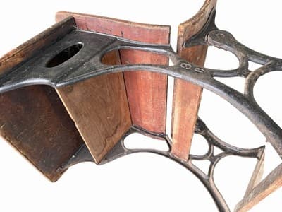 ANTIQUE Wood and Cast Iron child's fold up bench school desk - Thumbnail 8