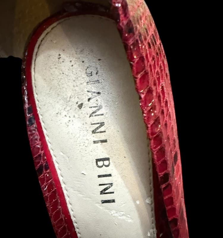 Gianni Bini Red Snakeskin Embossed Stiletto Heels Pumps Size 8M - Thumbnail 4