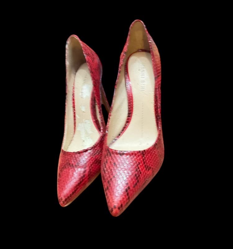 Gianni Bini Red Snakeskin Embossed Stiletto Heels Pumps Size 8M - Thumbnail 2