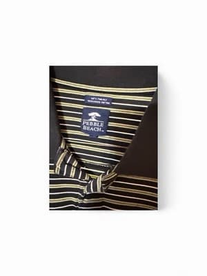 Pebble Beach Men’s Golf Polo – Green/Black Stripes – Classic Fit - Thumbnail 4