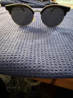 Vintage Retro Cat-Eye Clubmaster Sunglasses Black Gold Frame “Polycarbonate” - Image 1