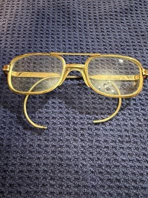 Vintage Gold Aviator Eyeglass Frames Double Bridge Cable Temple M/C 140 USA - Thumbnail 3