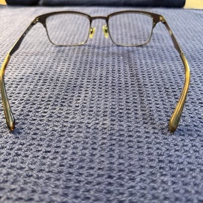 Jones New York J358 Black Browline Eyeglass Frames 51-20-145 Gold Tone Vintage - Thumbnail 3