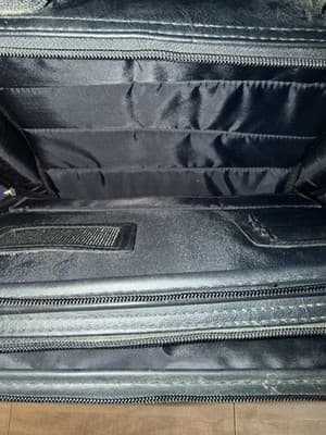 Black Leather Rolling Wheeled Laptop Briefcase Mobile Office Pilot Case - Thumbnail 7