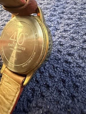 Timex Easy Reader 40th Anniversary Edition Watch Gold Tone Brown Leather Indiglo - Thumbnail 3