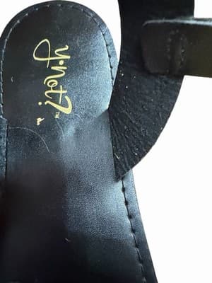 Y Not Black Flat Sandals Ankle Wrap Gold Buckle Women’s [Size] - Thumbnail 2