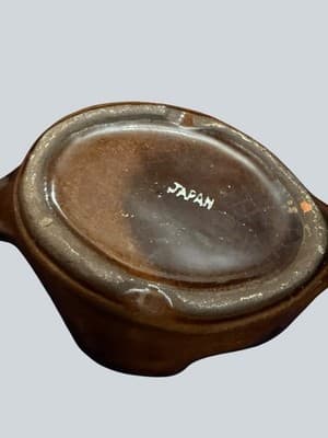 Vintage Japan Ceramic Pipe Ashtray Face MCM Novelty Tobacciana Brown Glaze - Thumbnail 6
