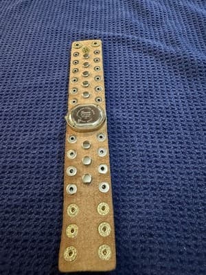 Geneva Platinum NO 9500 LC Leopard Cuff Watch Rhinestone Stud Japan Movt Women - Thumbnail 4