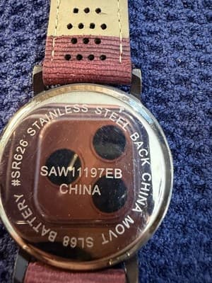 Lord Ganesha Engraved Gold Dial Quartz Wristwatch Burgundy Strap SR626 Battery - Thumbnail 4