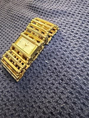 Bijoux Terner Vintage Gold Wide Ladder Link Bracelet Watch Quartz K-19204L - Thumbnail 5