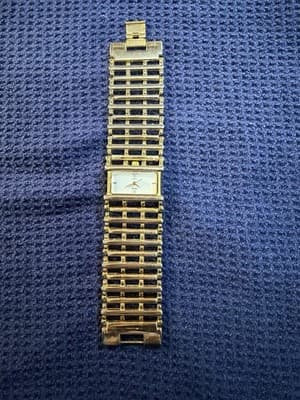 Bijoux Terner Vintage Gold Wide Ladder Link Bracelet Watch Quartz K-19204L - Image 1