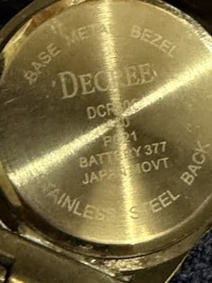 Degree Butterfly Dial Antique Brass Tone Japan Movt Quartz Watch Stainless Back - Thumbnail 6