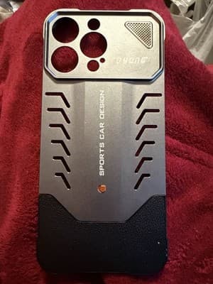 iPhone 16 Pro Max Rugged Metal Case Sports Car Design Gray Black - Image 1