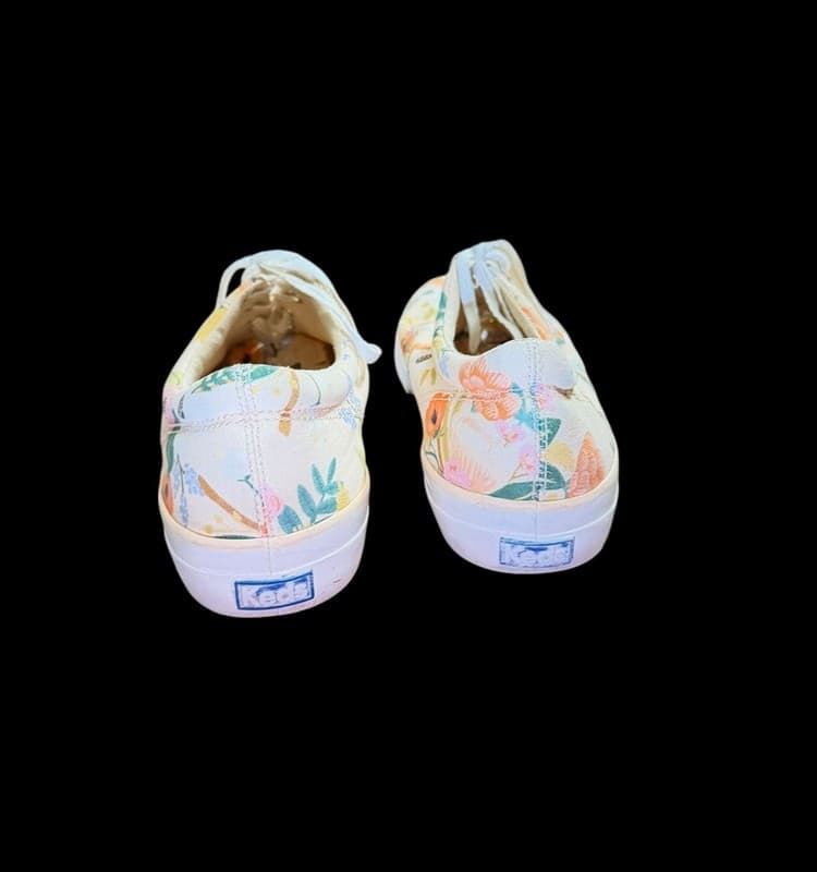 Keds Floral Sneakers Women’s Size 10 Cream Canvas Lace-Up Shoes Spring Garden - Thumbnail 4