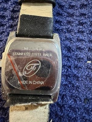 Frondini Collection Quartz Watch Black Dial Tonneau Gold Tone Leather Strap - Thumbnail 6