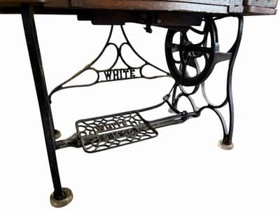 Antique White Rotary Sewing Machine Electric Treadle Cabinet w Manual - Thumbnail 3