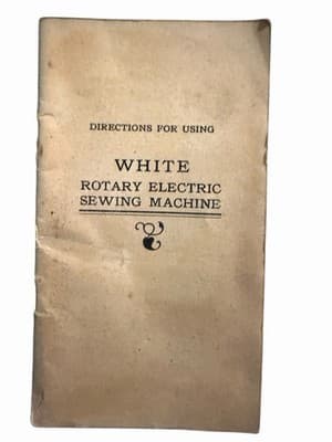 Antique White Rotary Sewing Machine Electric Treadle Cabinet w Manual - Thumbnail 10