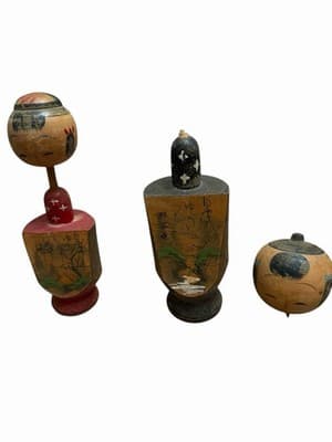 Vintage Japanese Kokeshi Dolls Lot of 2 Naruko Hijiori Wooden Folk Art - Image 1