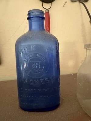 Antique Cobalt Blue Milk of Magnesia Bottle Chas H Phillips Chemical Co - Image 1