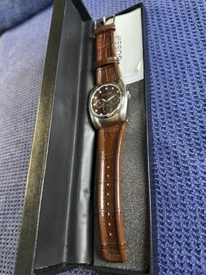 New Joan Rivers Classics Brown Dial Bezel Quartz Watch, Brown Leather Strap V377 - Thumbnail 3