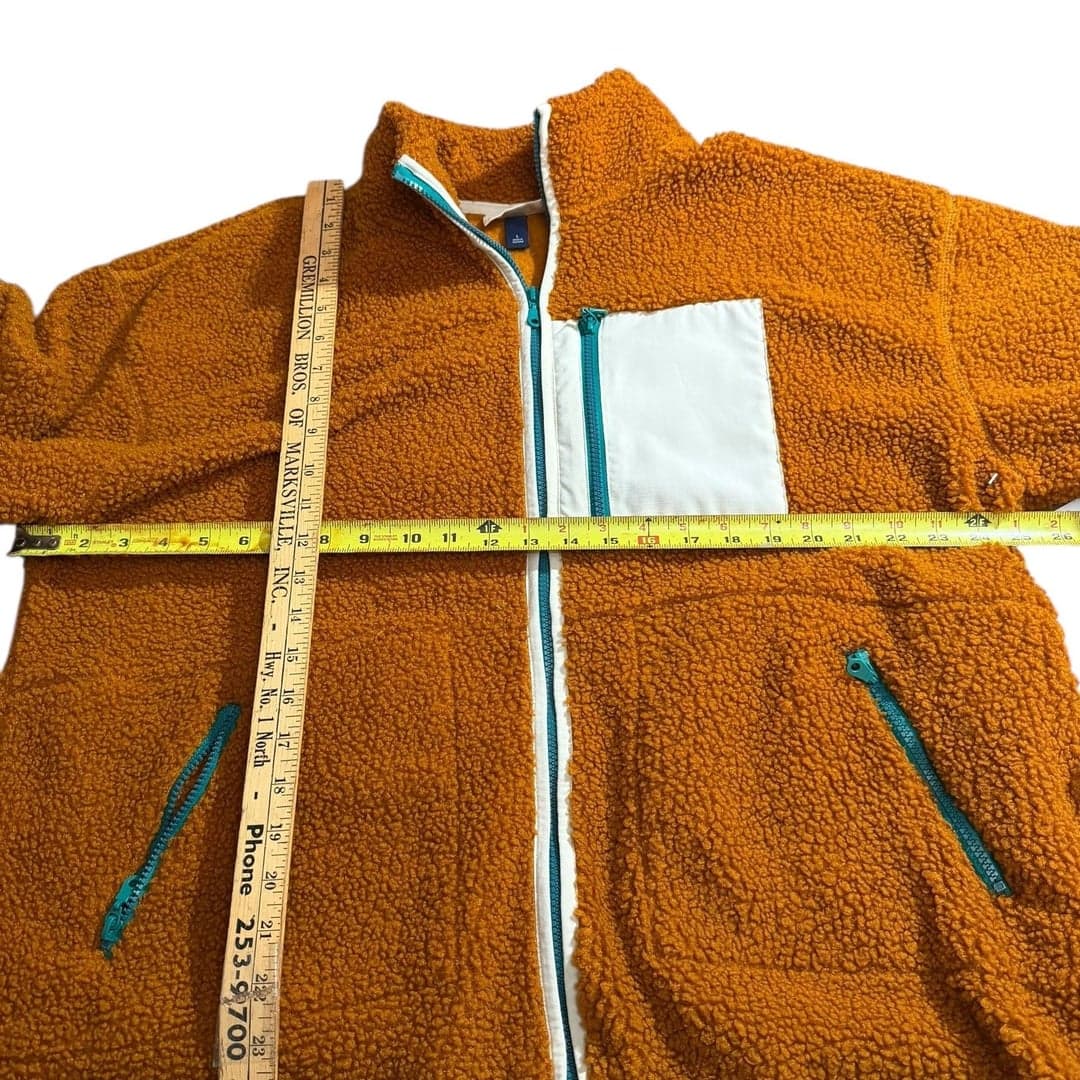Universal Thread Sherpa Fleece Hooded Jacket Orange Teal Zip Size L - Thumbnail 5