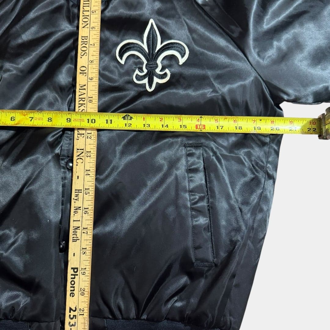 Vintage 80s Chalk Line New Orleans Saints Satin Bomber Varsity Jacket Size Smal - Thumbnail 7
