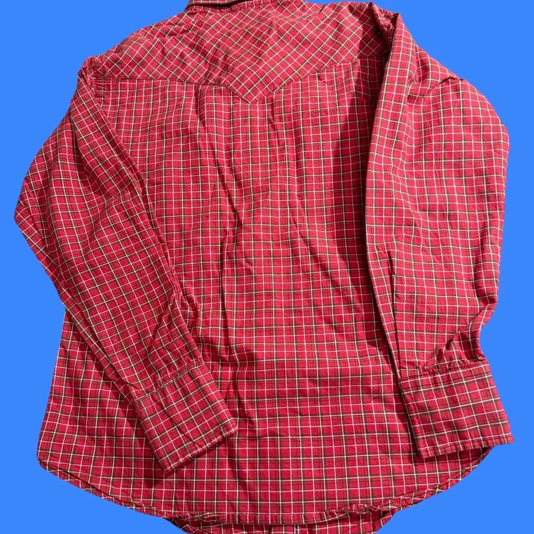 Vintage 80s Ruddock Red Plaid Western Pearl Snap Long Sleeve Shirt - Thumbnail 2