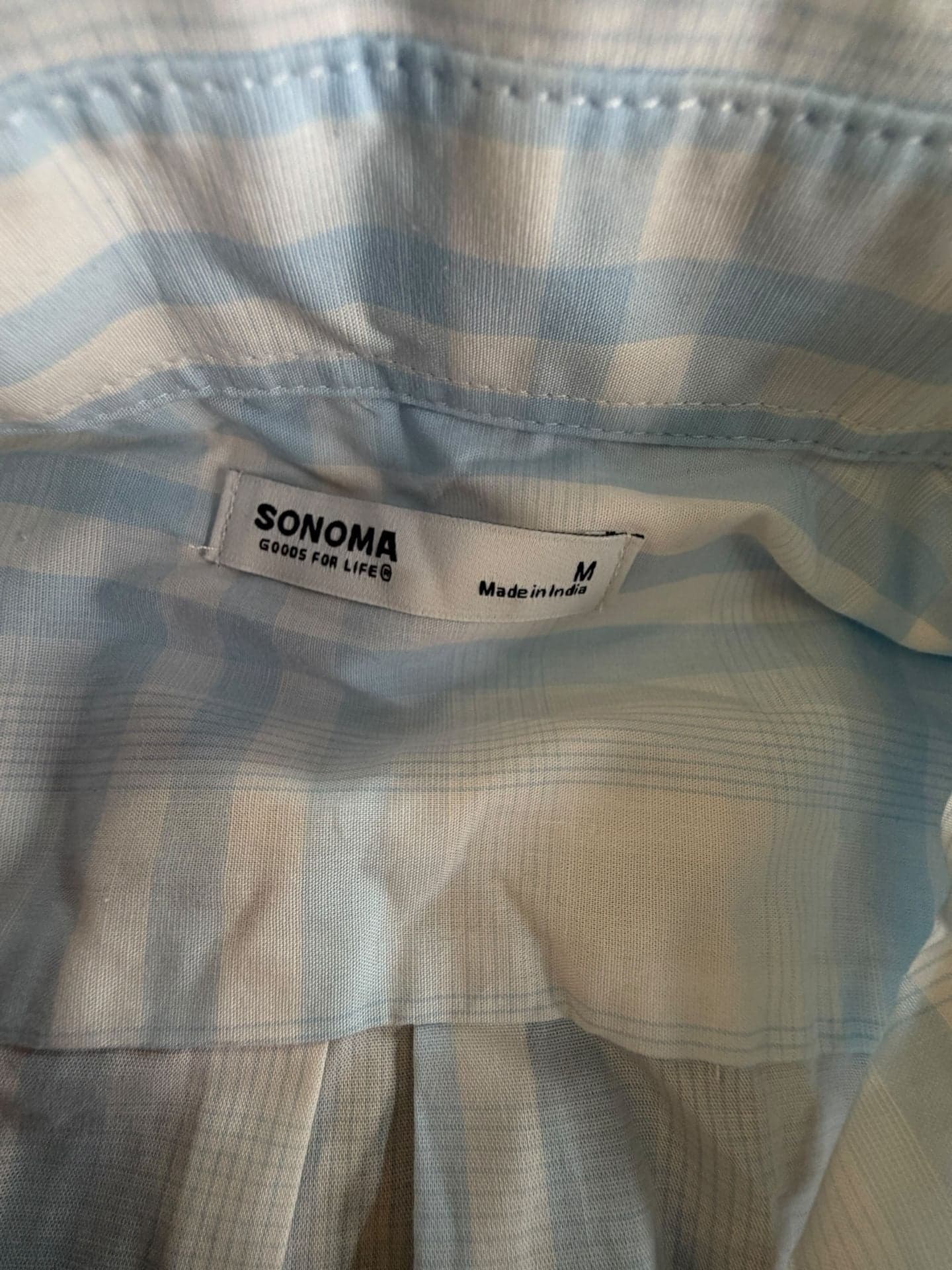 Sonoma Goods For Life Men's M Light Blue Plaid Short Sleeve Perfect-Length Shir - Thumbnail 3