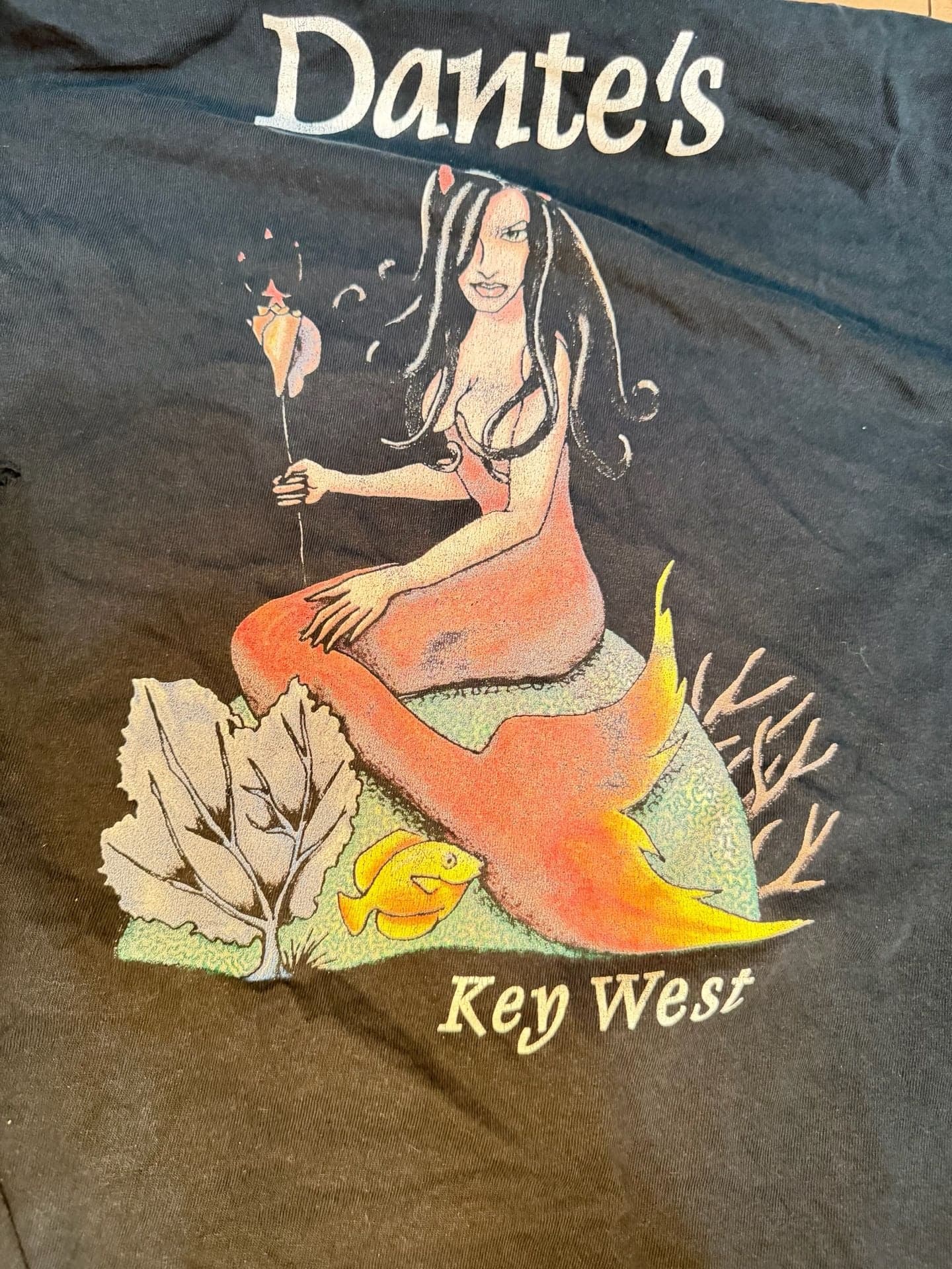 Vintage Dante's Key West Mermaid Graphic Long Sleeve Pocket T-Shirt 2XL - Thumbnail 6