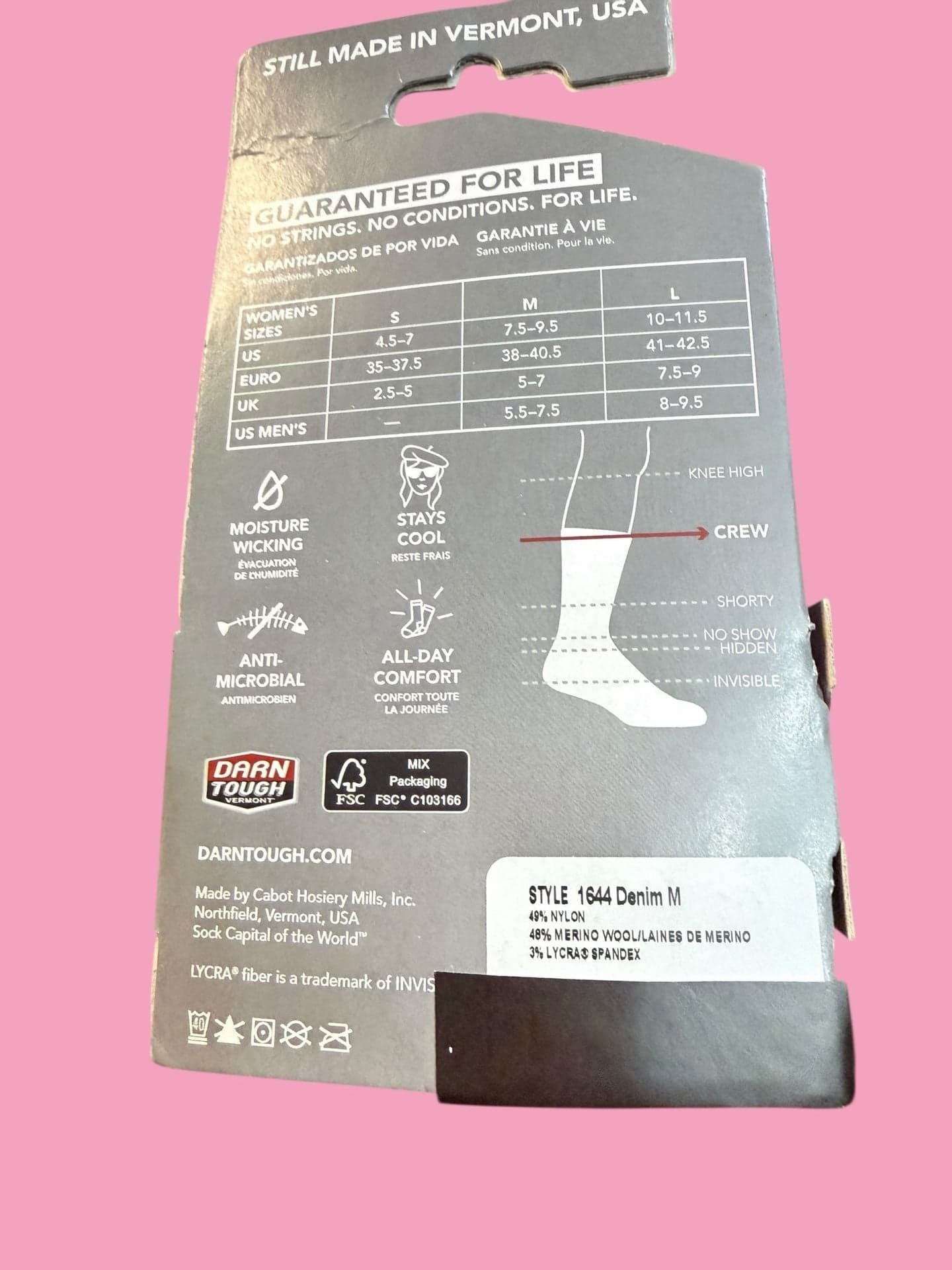 NWT Darn Tough Women's Mystic Stripe Crew Lightweight Lifestyle Socks - Denim M - Thumbnail 3