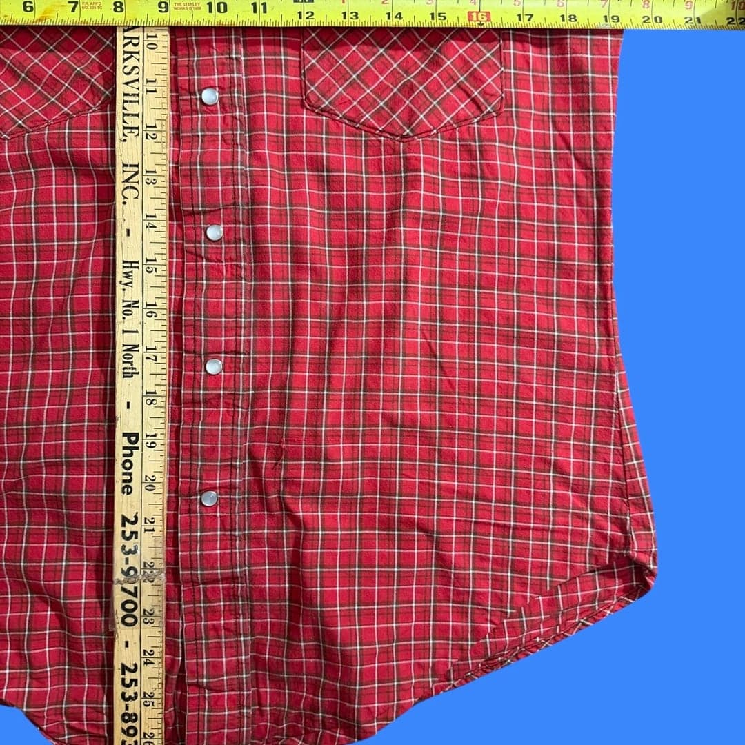 Vintage 80s Ruddock Red Plaid Western Pearl Snap Long Sleeve Shirt - Thumbnail 4