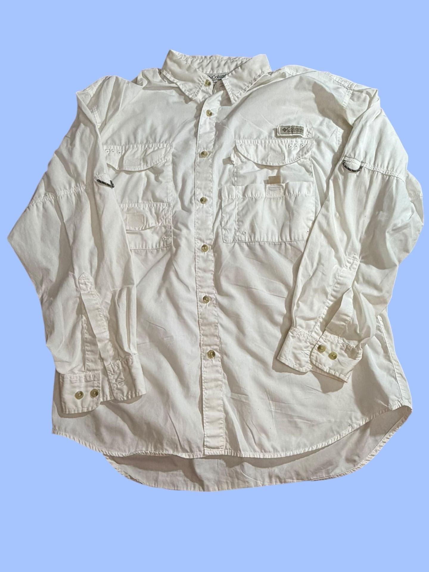 Columbia PFG Bahama II Long Sleeve Fishing Shirt White Medium - Image 1