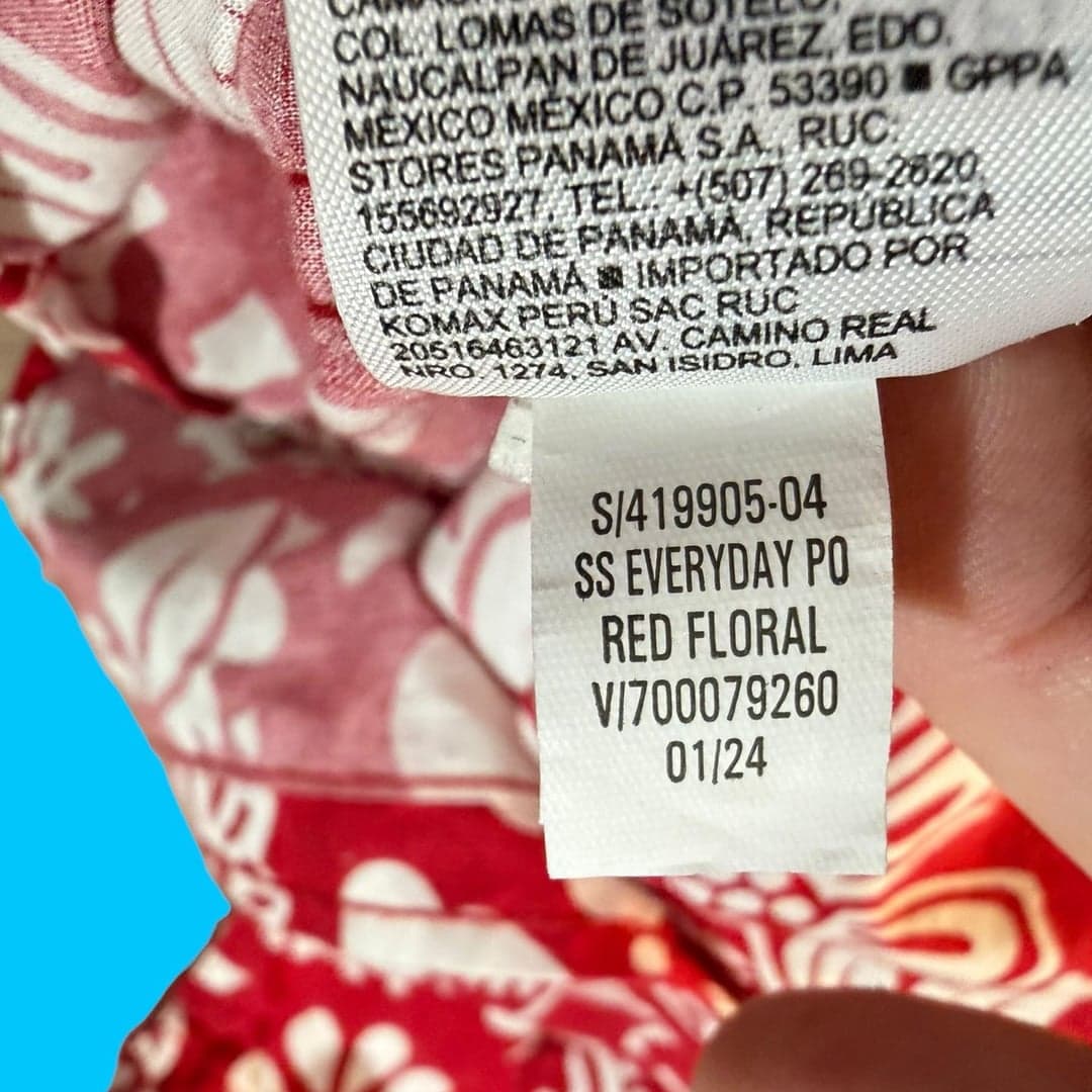 Old Navy Red and White Floral Everyday Short Sleeve Hawaiian Shirt M - Thumbnail 6