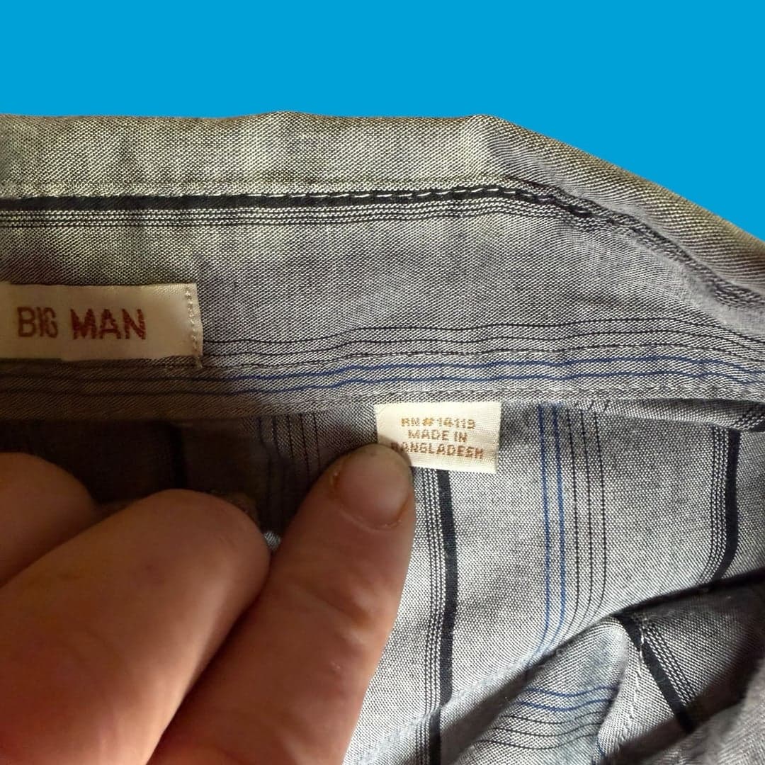 ELY Cattleman 2X Big Man Western Pearl Snap Shirt Gray Striped Short Sleeve - Thumbnail 4