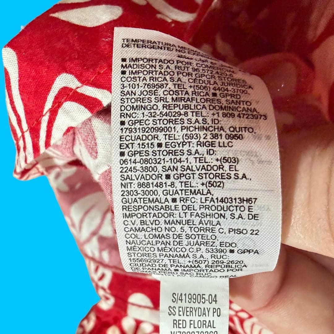 Old Navy Red and White Floral Everyday Short Sleeve Hawaiian Shirt M - Thumbnail 5