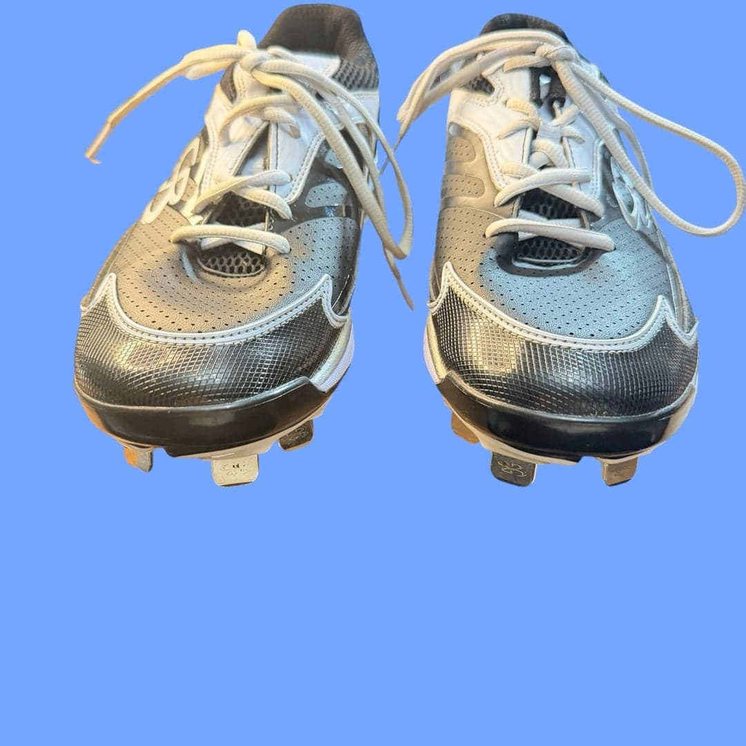 Boombah White and Black Metal Baseball Cleats Size 11 - Thumbnail 2