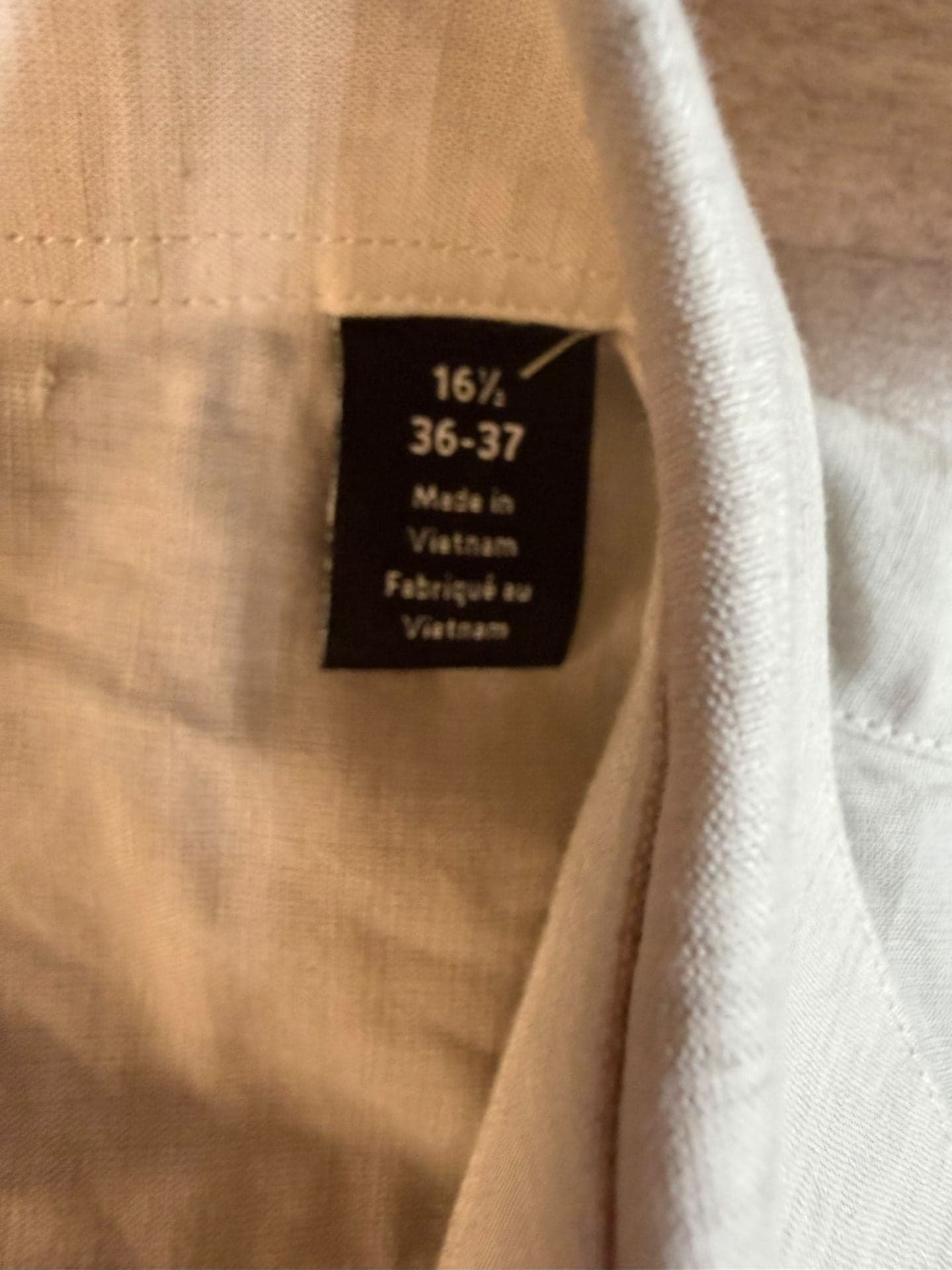 Nordstrom Trim Fit Tan Linen Blend Long Sleeve Button Up Shirt Size 16.5 36-37 - Thumbnail 3