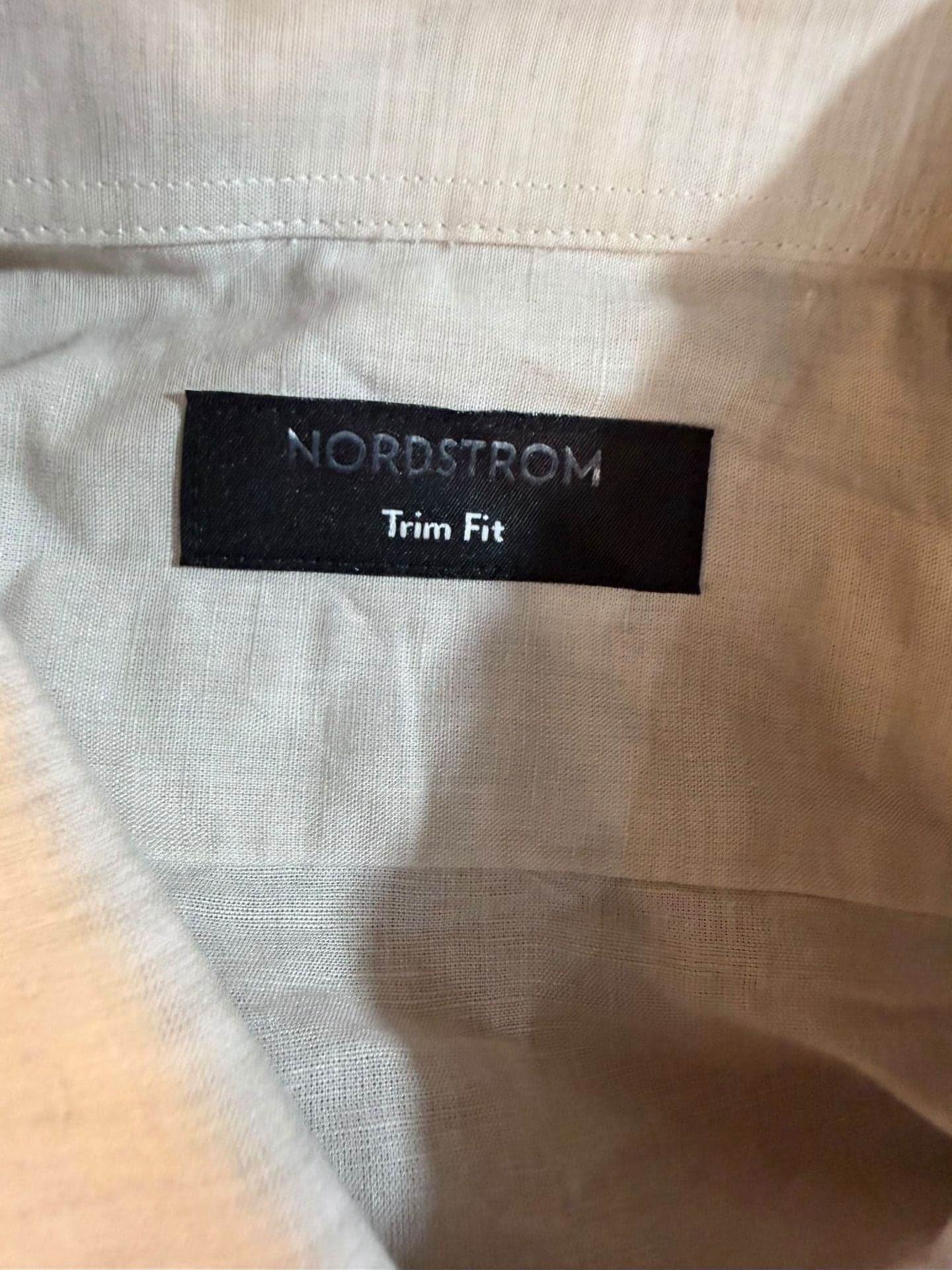 Nordstrom Trim Fit Tan Linen Blend Long Sleeve Button Up Shirt Size 16.5 36-37 - Thumbnail 5