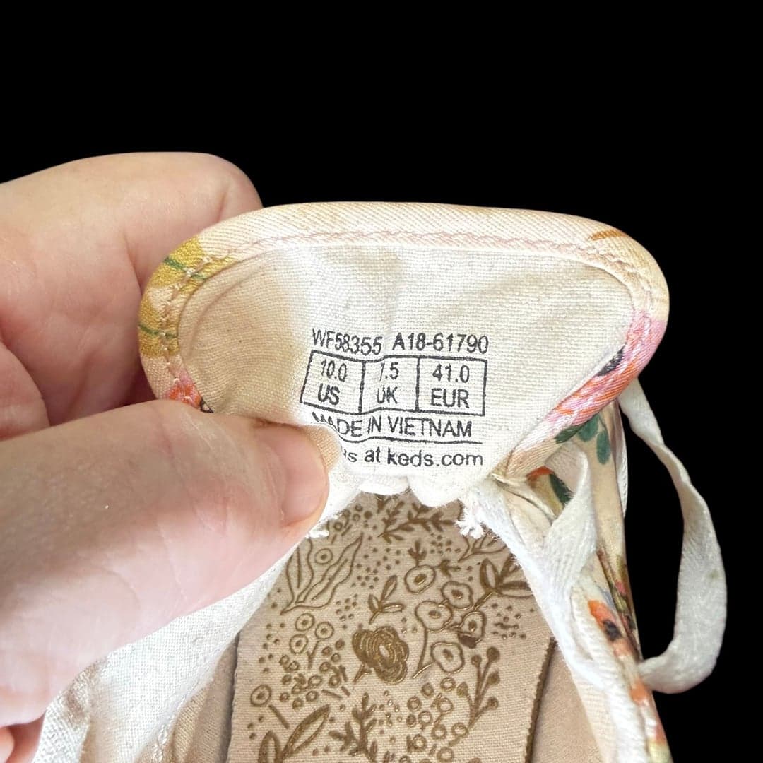 Keds Floral Sneakers Women’s Size 10 Cream Canvas Lace-Up Shoes Spring Garden P - Thumbnail 6