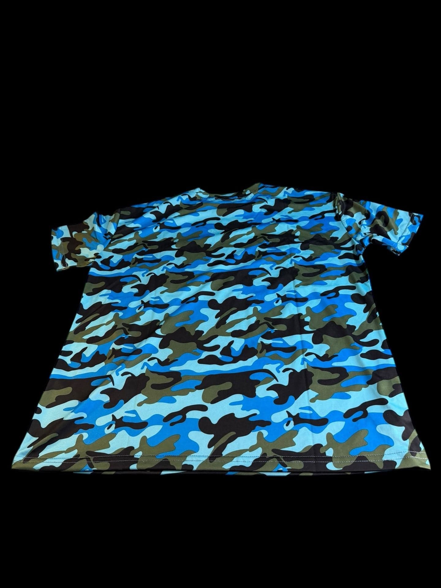 Men's Large Blue Camouflage Performance T-Shirt Quick Dry Activewear - Thumbnail 4