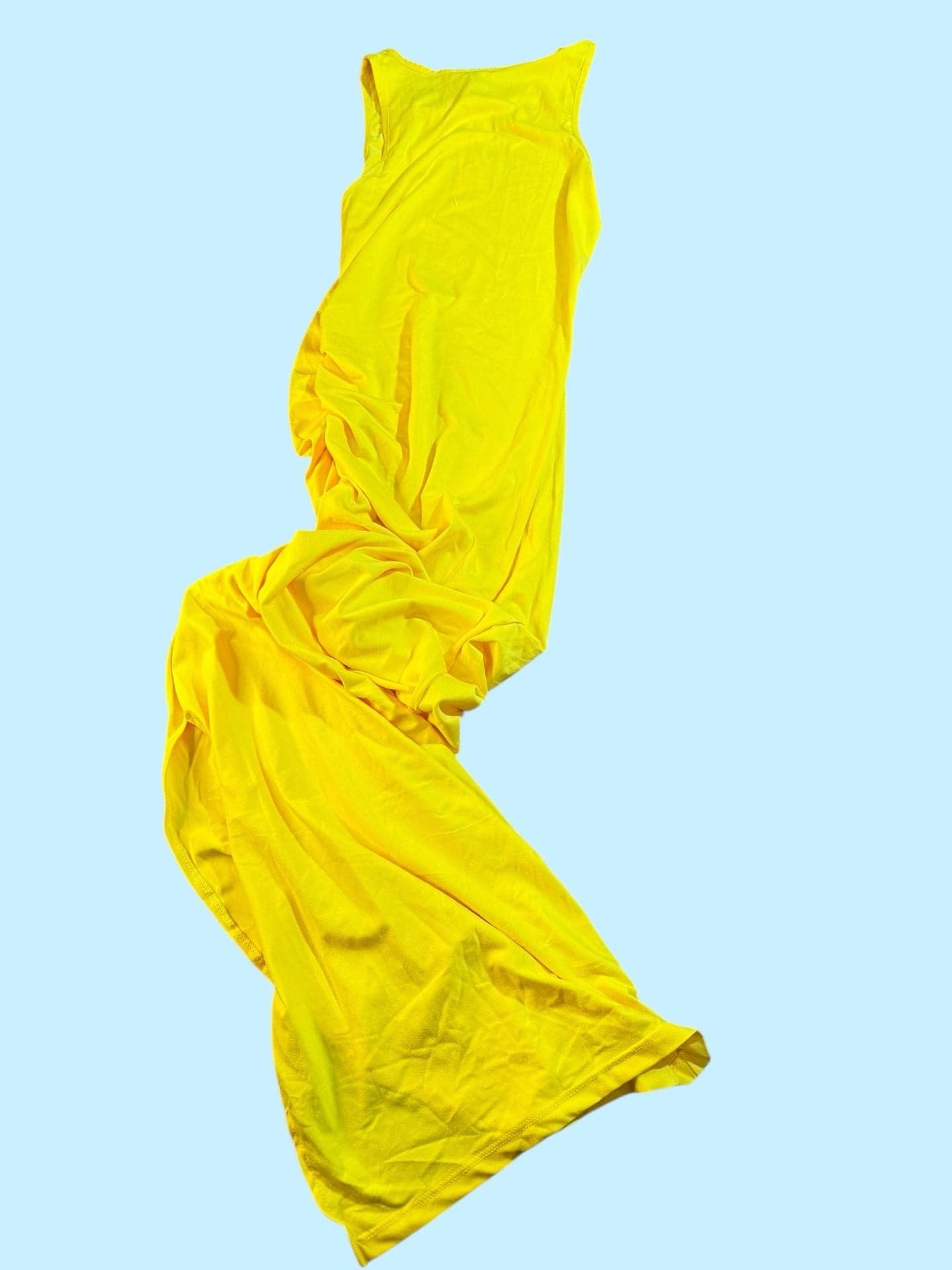 Capella Yellow Ruched Side Knot Sleeveless Maxi Dress Size Small - Thumbnail 5