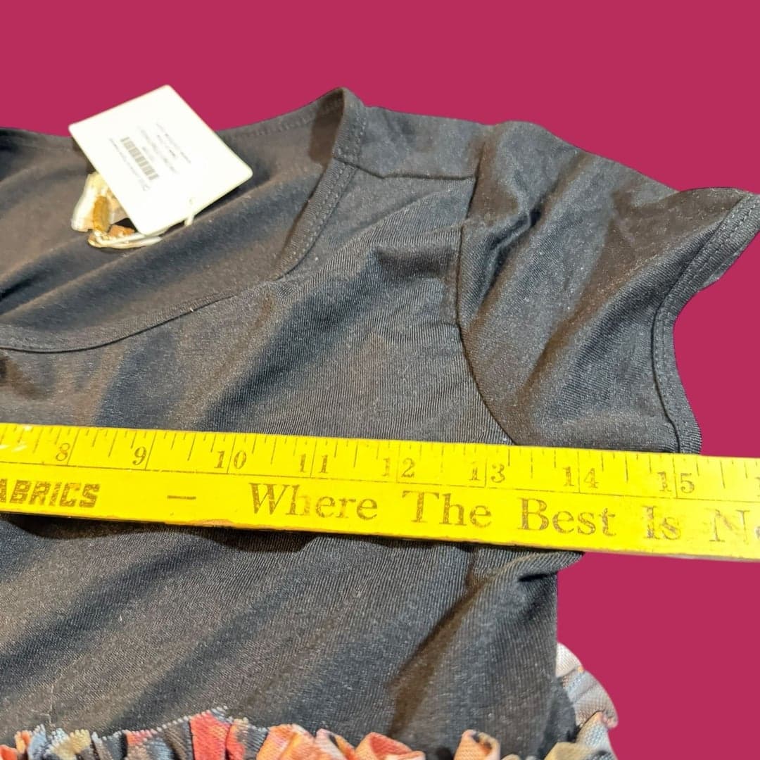 Joyfolie Mia Joy Lorelei High Low Tiered Mesh Dress in Off Black Floral Size 12 - Thumbnail 7